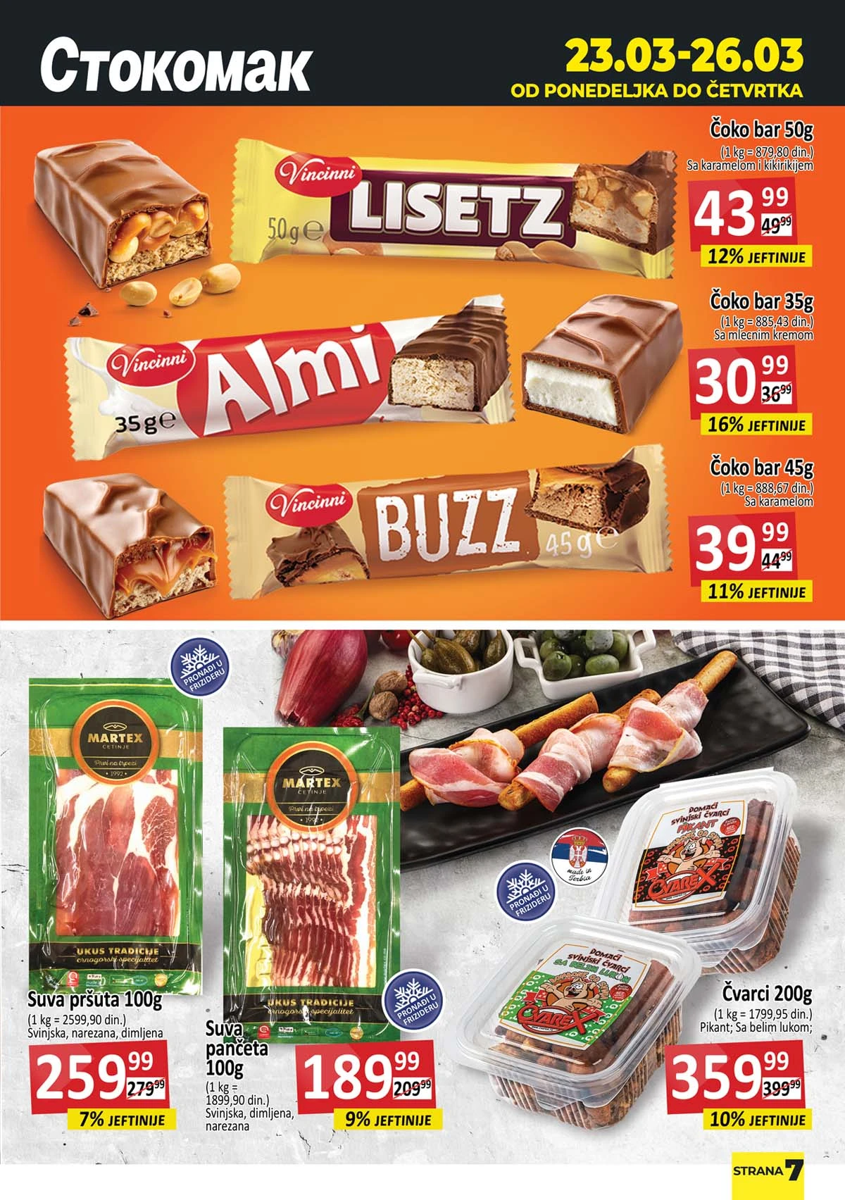 Stokomak zamrznuta hrana akcija – 26. marta 2026 Stokomak katalog zamrznuti proizvodi – povrće, meso i gotova jela na sniženju
