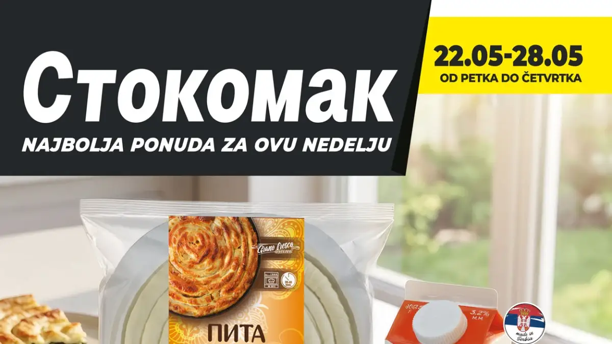 Stokomak akcija do 28.05.2026 – prehrana, voće, kozmetika i kućni proizvodi po TOP cenama