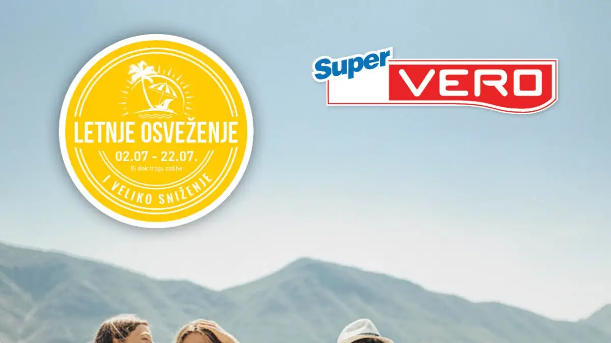 Super VERO katalog Letnje osveženje od 02.07. do 22.07.2026. – akcijske cene na prehranu, pića, sladolede, voće, povrće i letnju kupovinu.