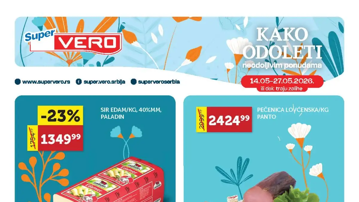 Super Vero katalog 14-27.05.2026 – meso, mlečni proizvodi, delikatesi i povrće po akcijskim cenama
