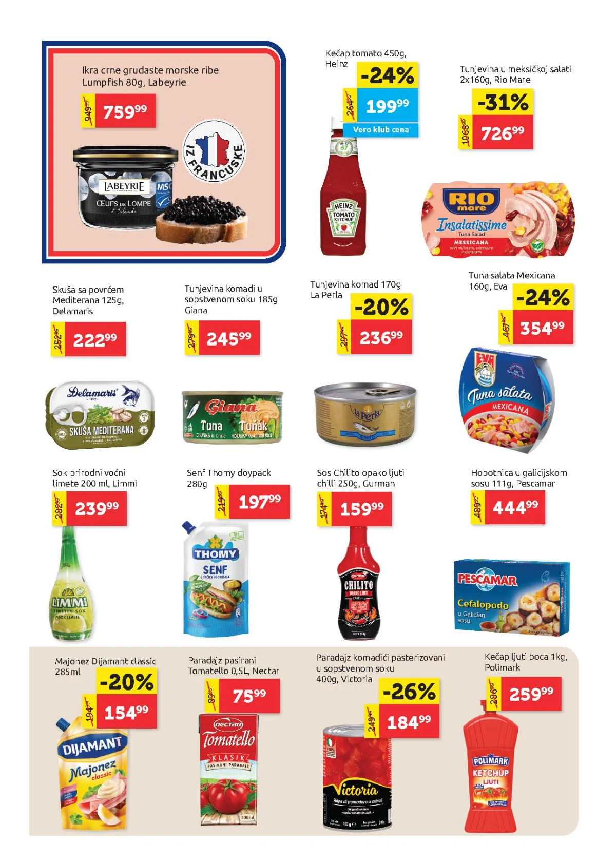 Super Vero akcija – tunjevina, majonez, kečap i delikates proizvodi