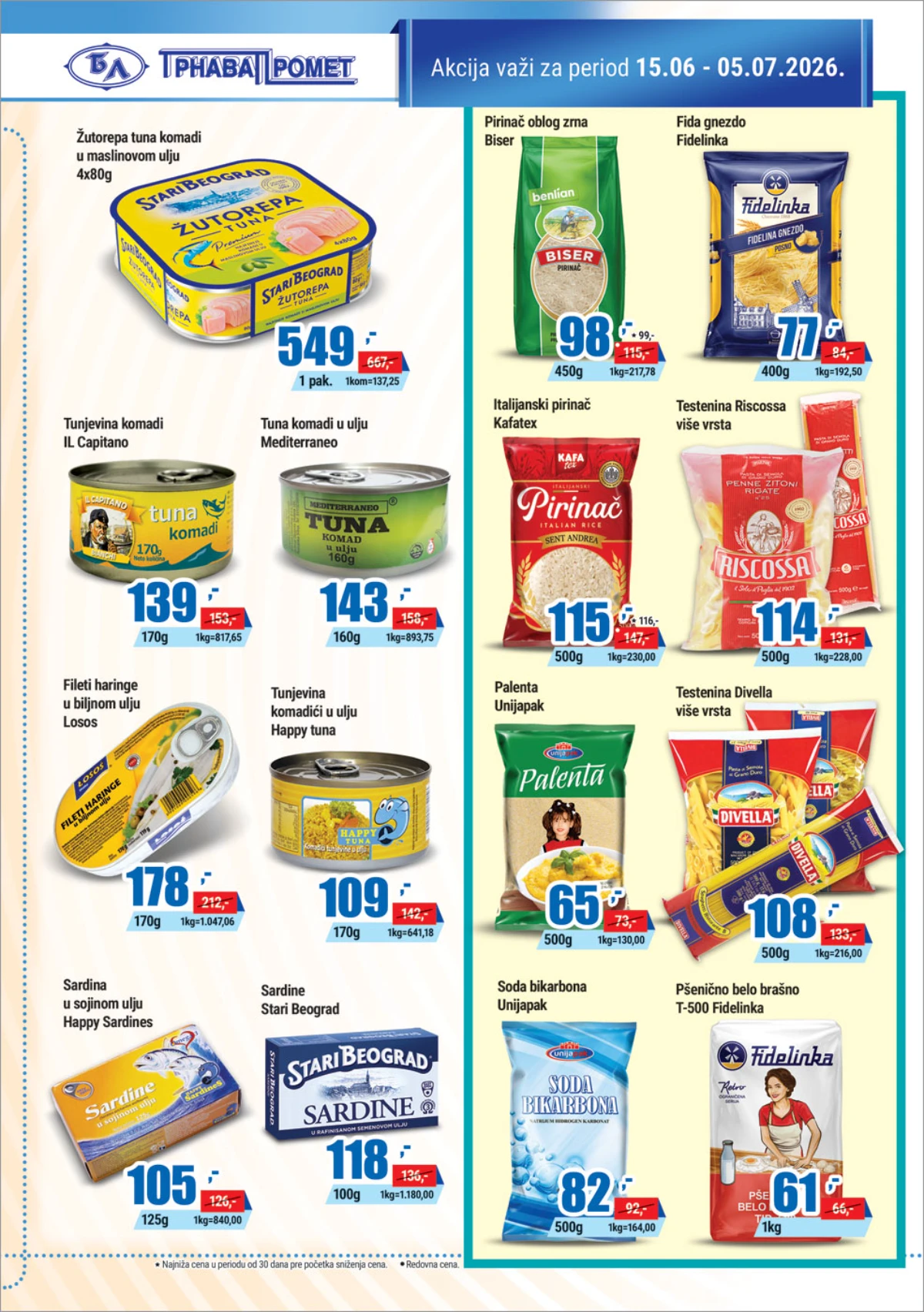 Trnava Promet testenina pirinač i začini na akciji Trnava Promet katalog testenina pirinač vegeta i prehrambeni proizvodi po akcijskim cenama