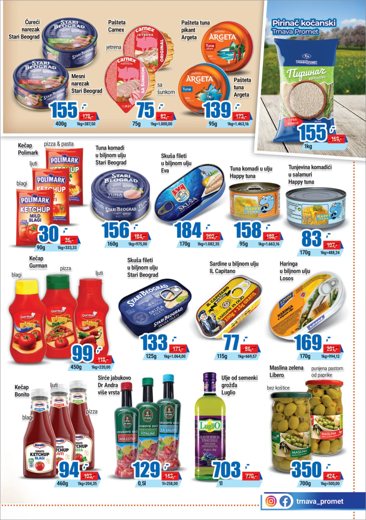 Trnava Promet konzervirana hrana i dodaci ishrani na akciji Trnava Promet katalog tuna pašteta kečap masline i ulje po sniženim cenama