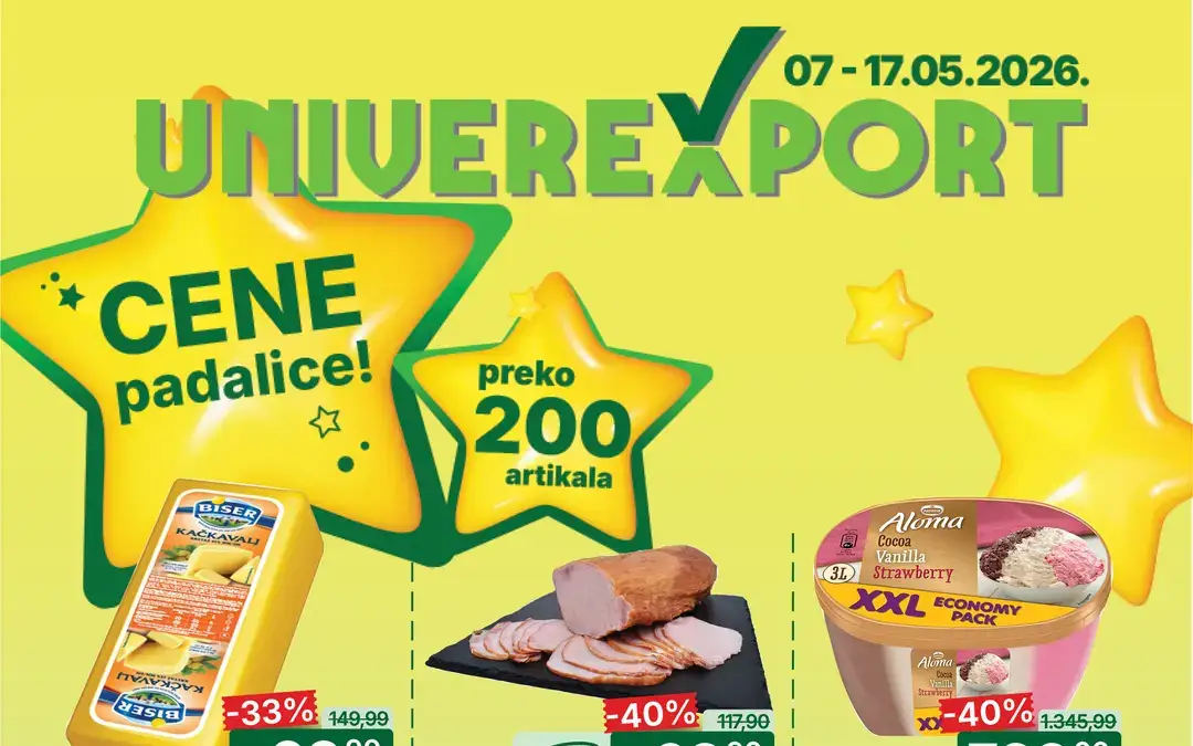 Univerexport akcija Cene padalice do 59 odsto sniženja do 17.05.2026