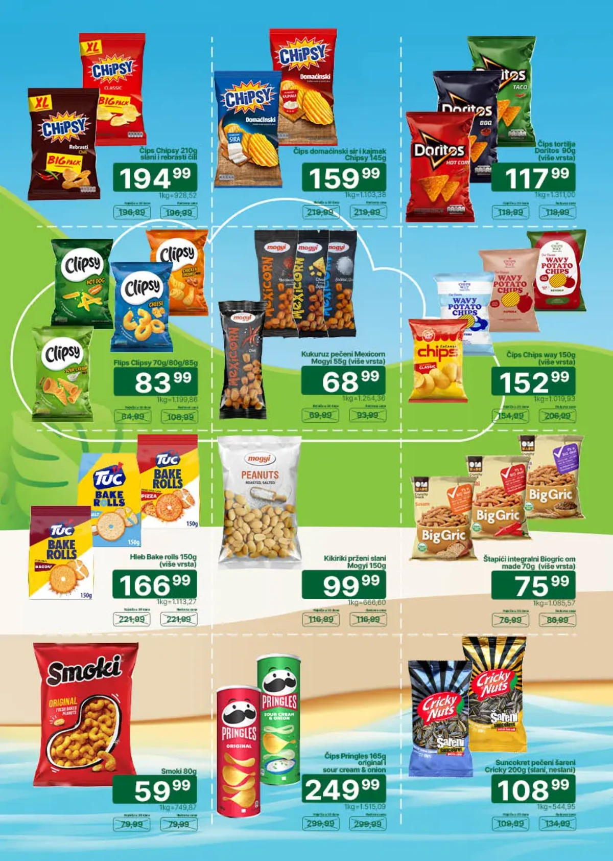 Chipsy, Doritos, Pringles i druge grickalice na akciji