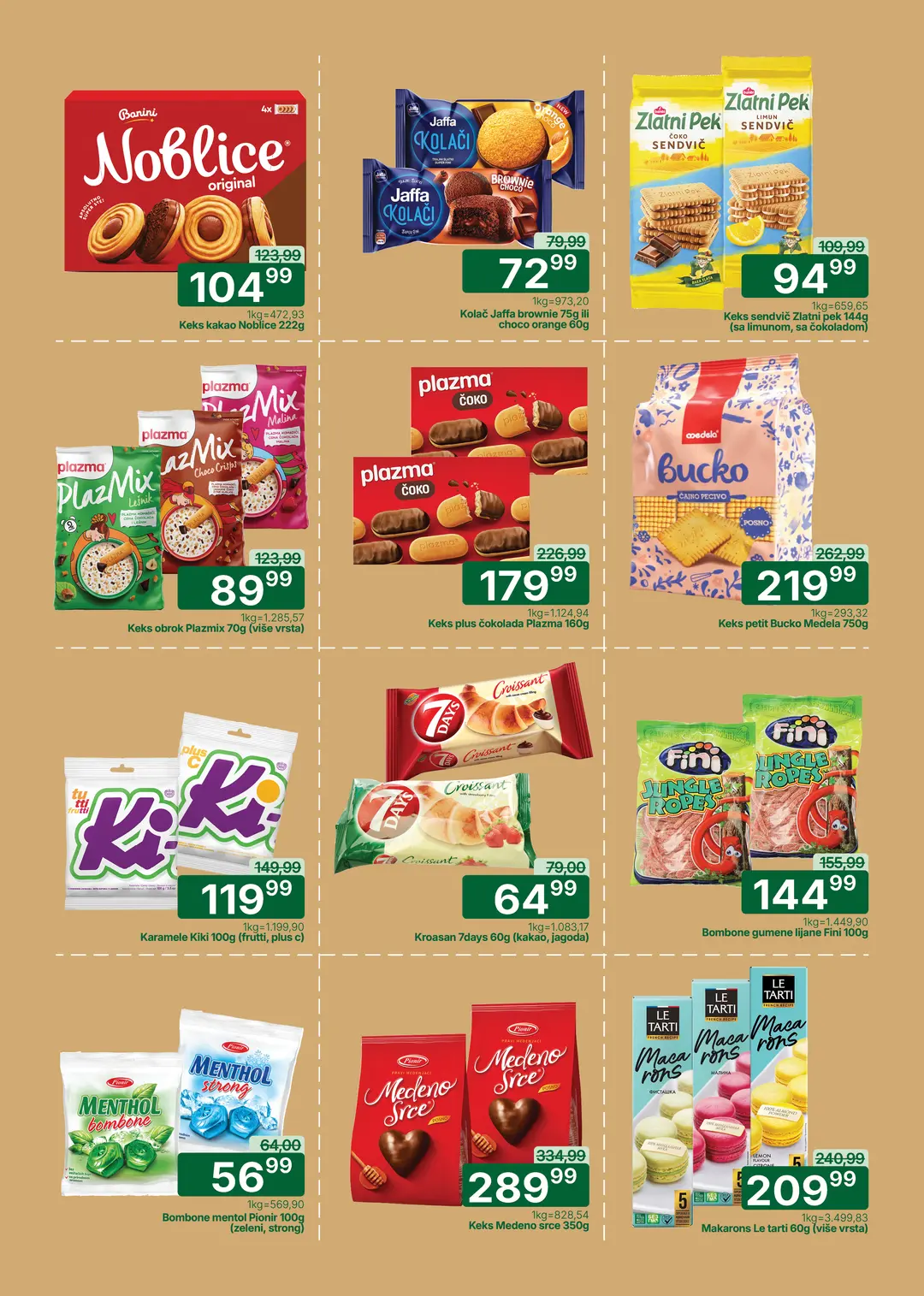 Univerexport katalog maj 2026 keks Noblice Plazma 7Days bombone Kiki i Medeno srce po akcijskim cenama