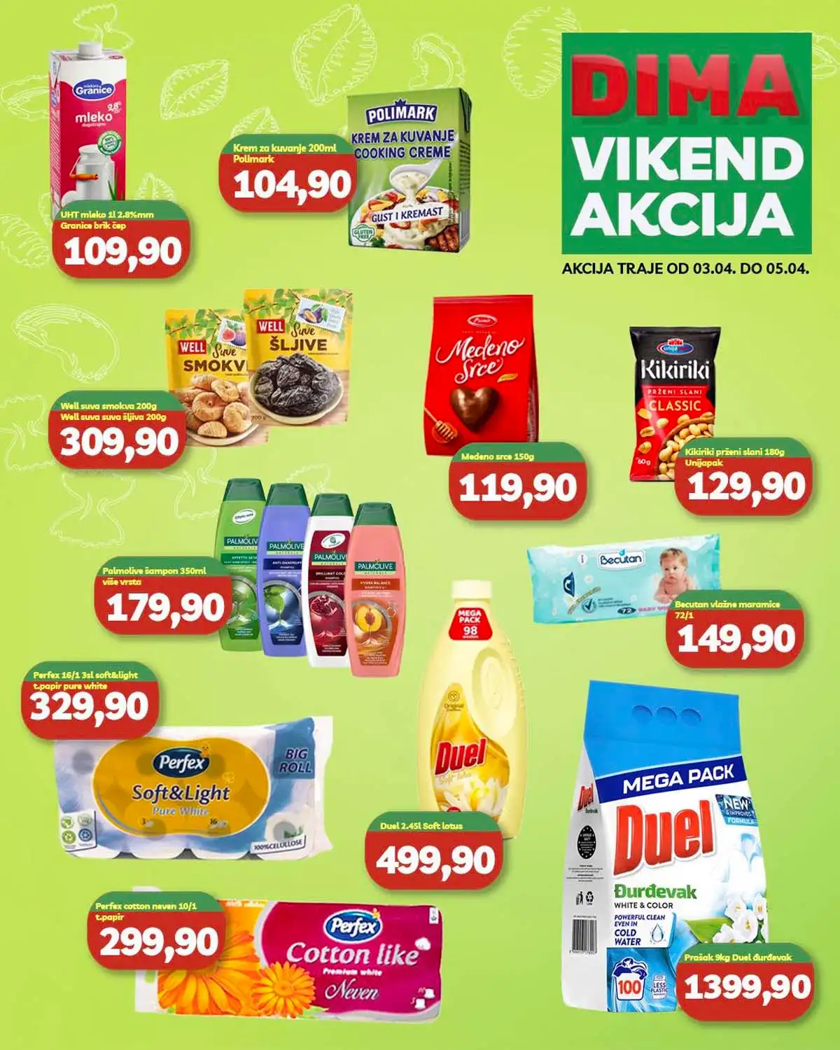 VP Dima vikend katalog – akcije na prehrambene proizvode i kućne potrepštine, važi do 05. aprila 2026.