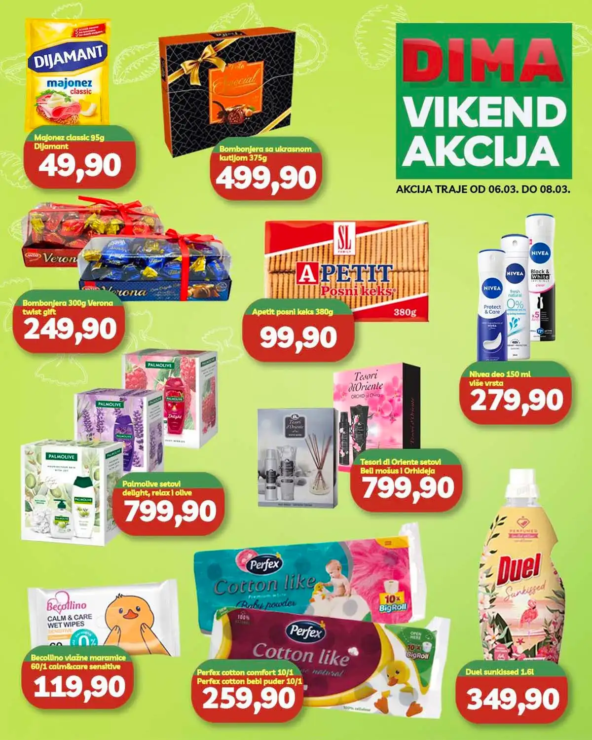 VP Dima vikend katalog – akcije na prehrambene proizvode i kućne potrepštine, važi do 8. marta 2026.