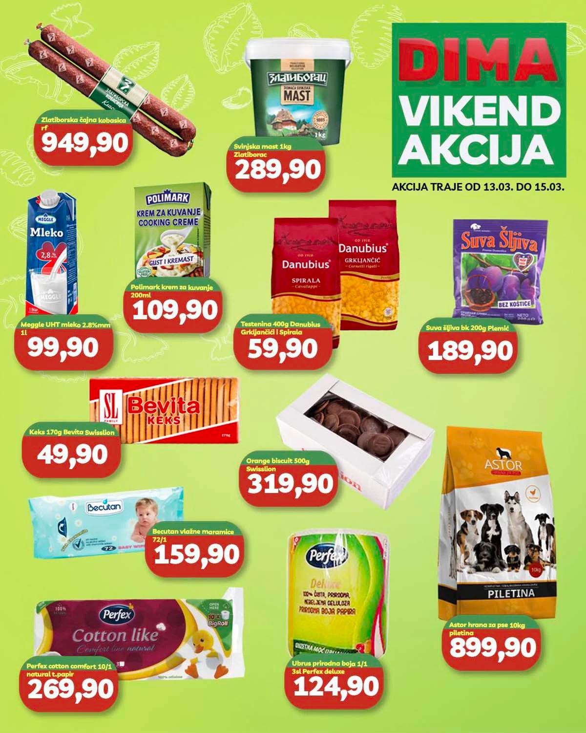 VP Dima vikend katalog – akcije na prehrambene proizvode i kućne potrepštine, važi do 15. marta 2026.