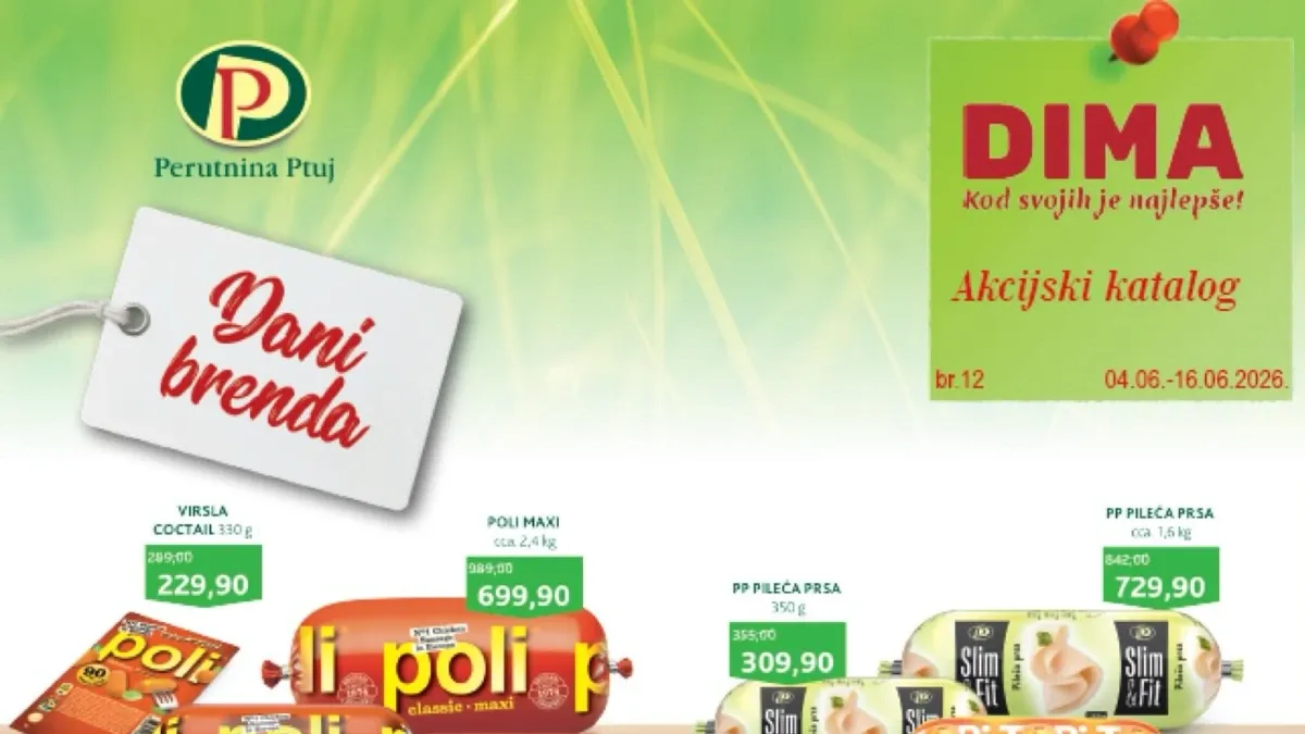 DIMA akcijski katalog do 16.06.2026 – Perutnina Ptuj proizvodi, prehrana, slatkiši i kućna hemija po nižim cenama