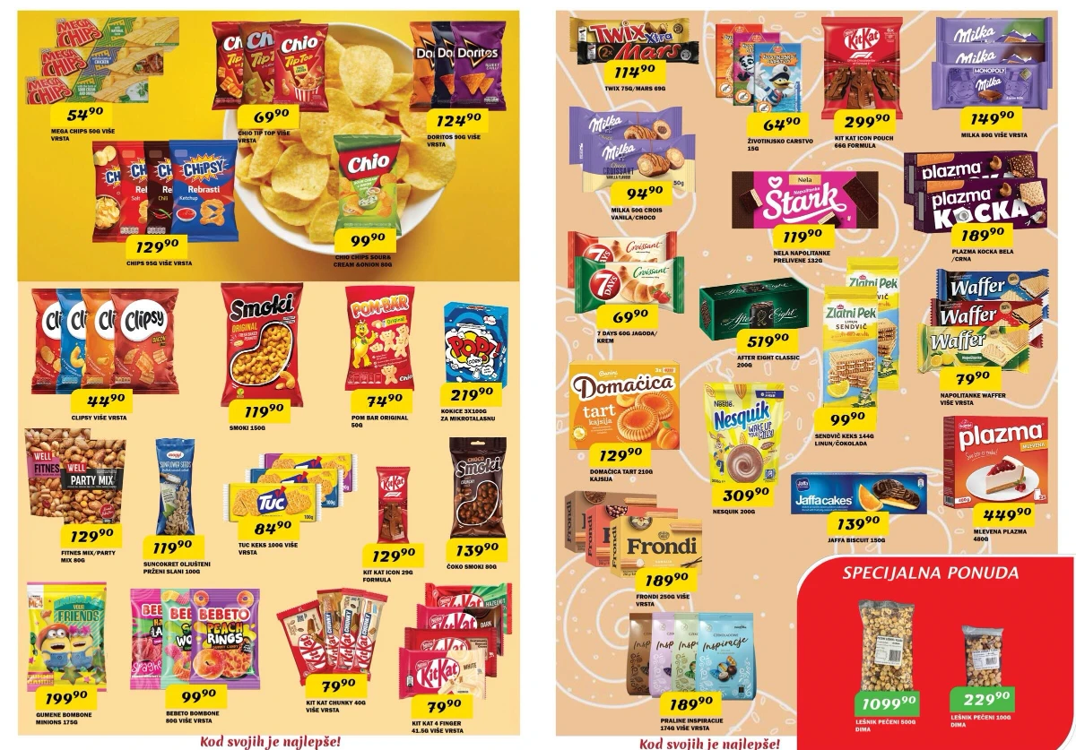 DIMA katalog – grickalice, čokolade i slatki program na akciji