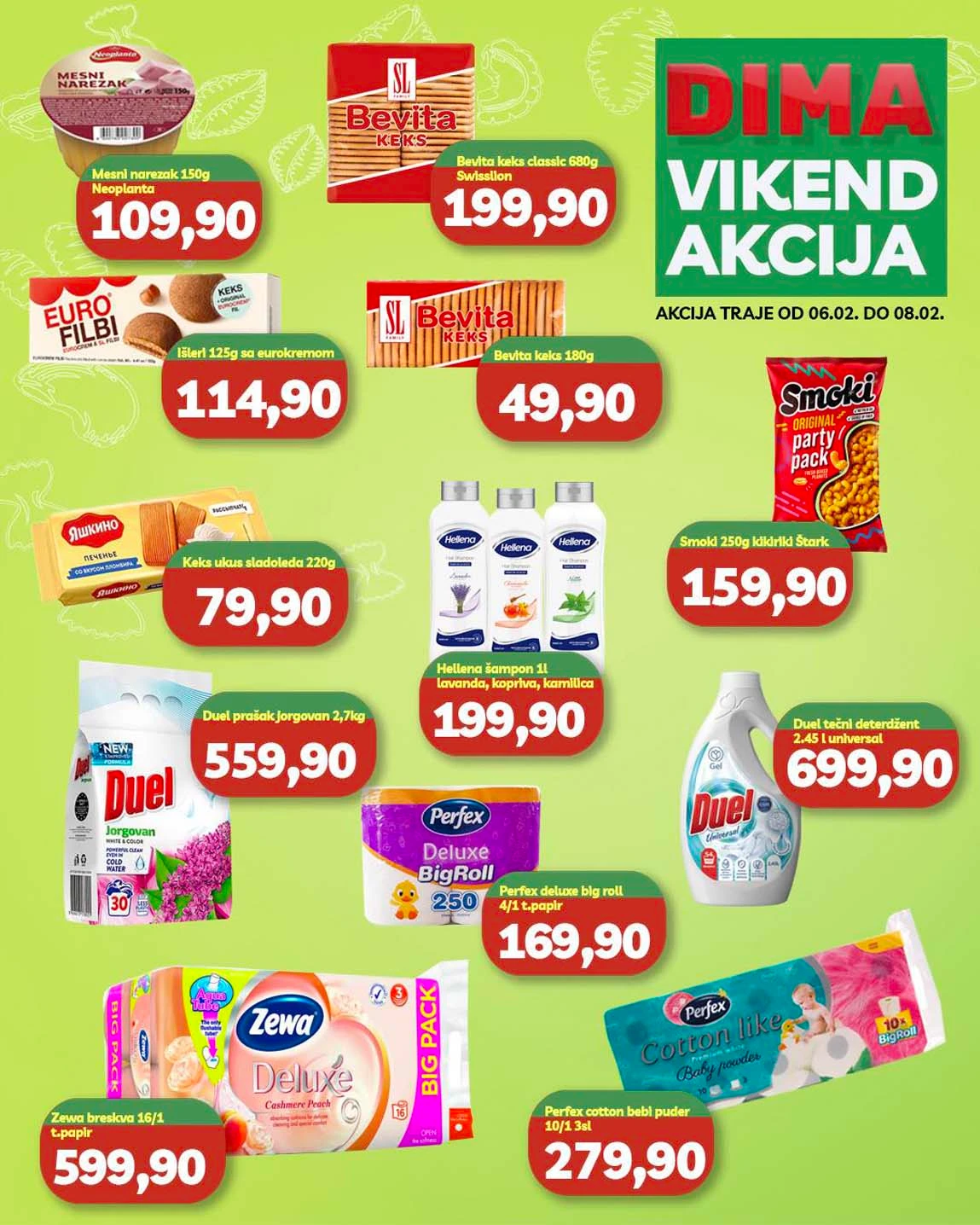 VP Dima vikend katalog – akcije na prehrambene proizvode i kućne potrepštine, važi do 8. februara 2026.