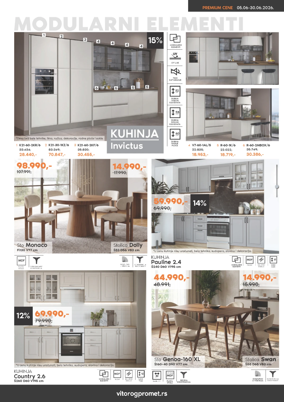 Vitorog kuhinje Invictus, Pauline 2.4 i Country 2.6 na akciji
