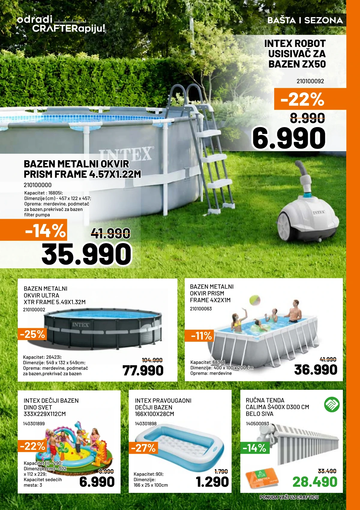 Crafter jun 2026 bazeni Intex i oprema za letnju sezonu