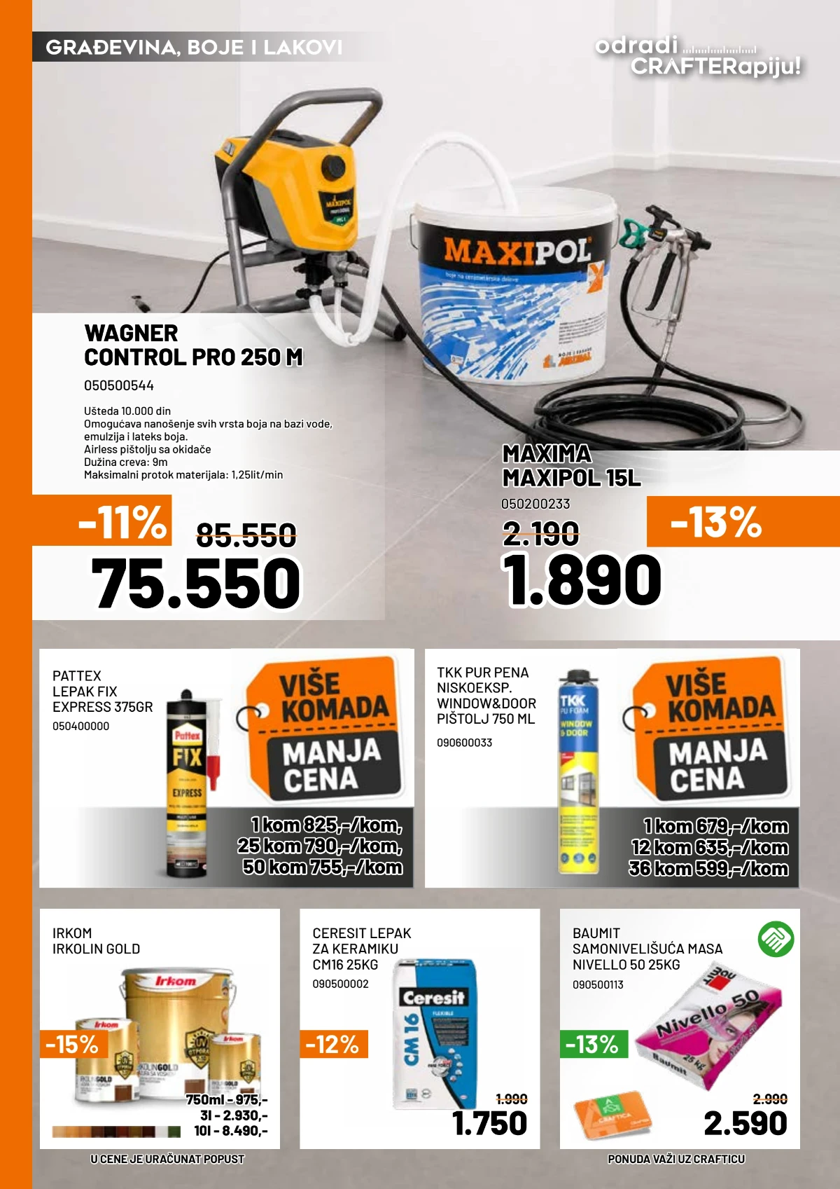 Crafter jun 2026 građevinski materijal boje lakovi i oprema