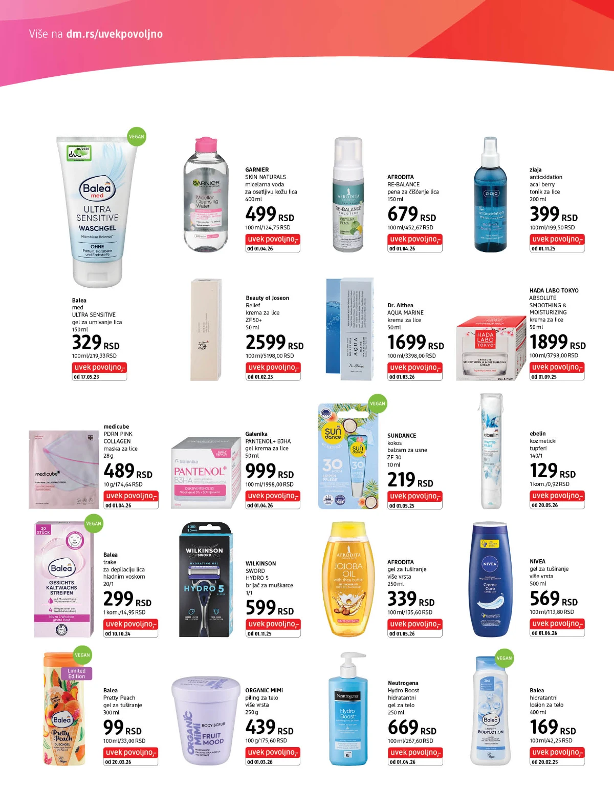 dm katalog strana 4 – nega lica i tela, kreme i gelovi