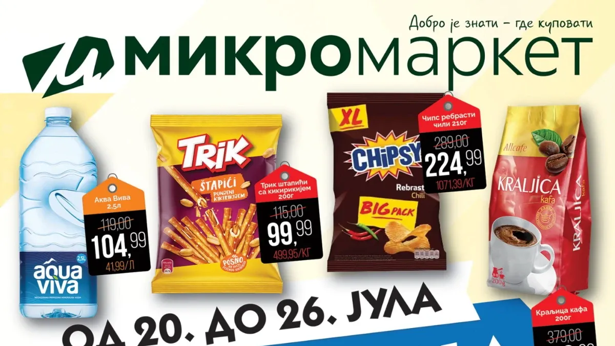 Mikromarket nedeljna akcija do 26.07.2026. – nove uštede za svakodnevnu kupovinu Mikromarket nedeljna akcija do 26.07.2026. sa odličnim cenama za svakodnevnu kupovinu