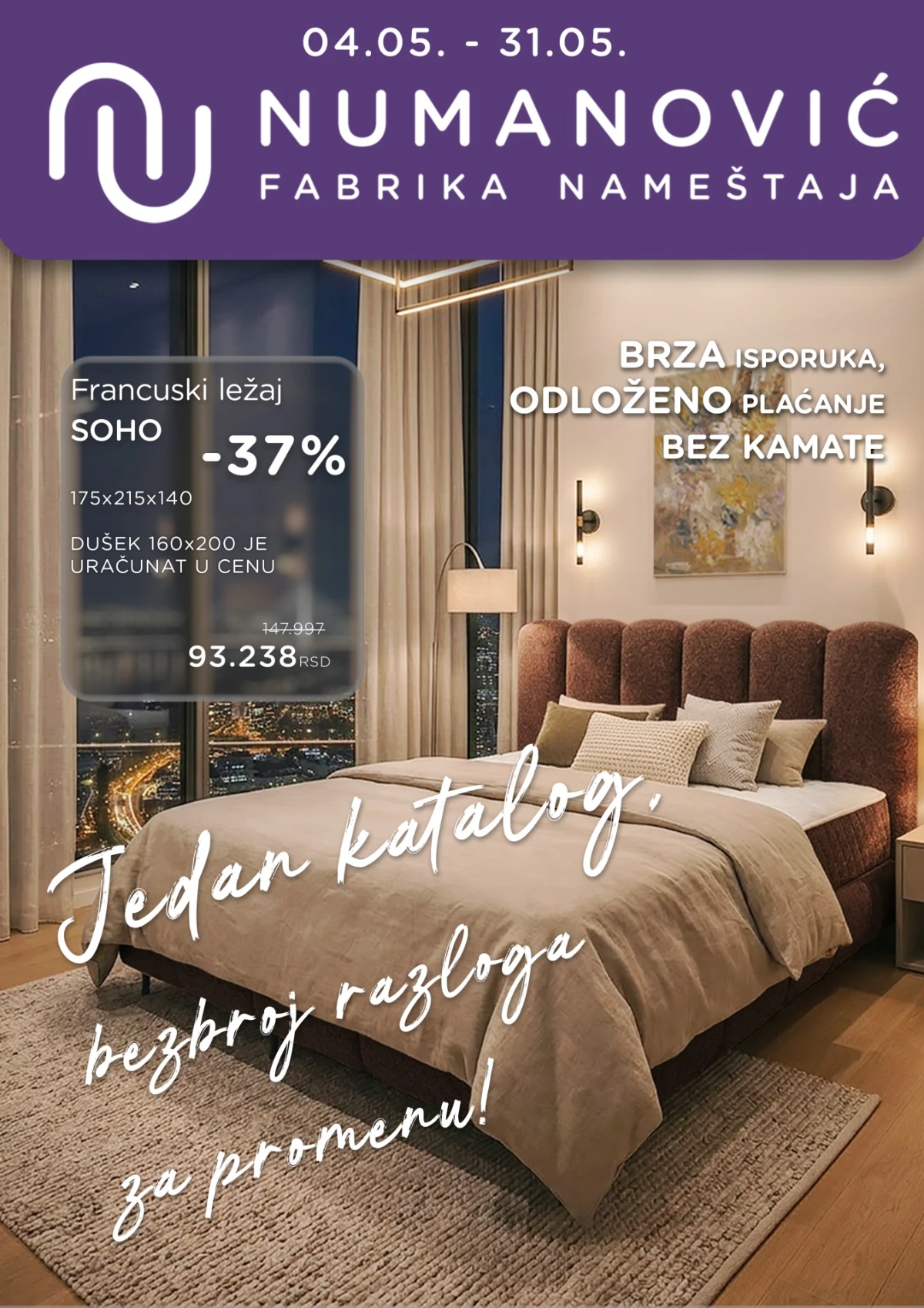 Numanović katalog Maj 2026 – ugaone garniture, kreveti i stolovi na sniženju do 65%