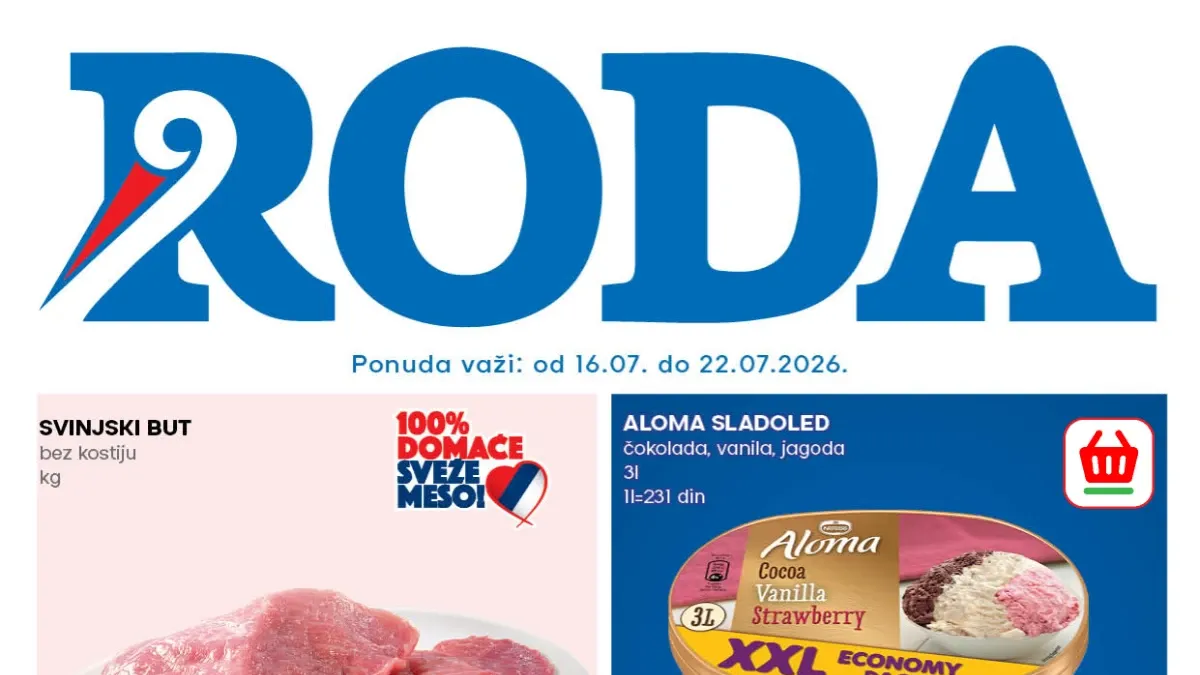 RODA katalog 16.07. do 22.07.2026. – popusti do 53% na meso, sladoled, mleko, voće i druge proizvode.