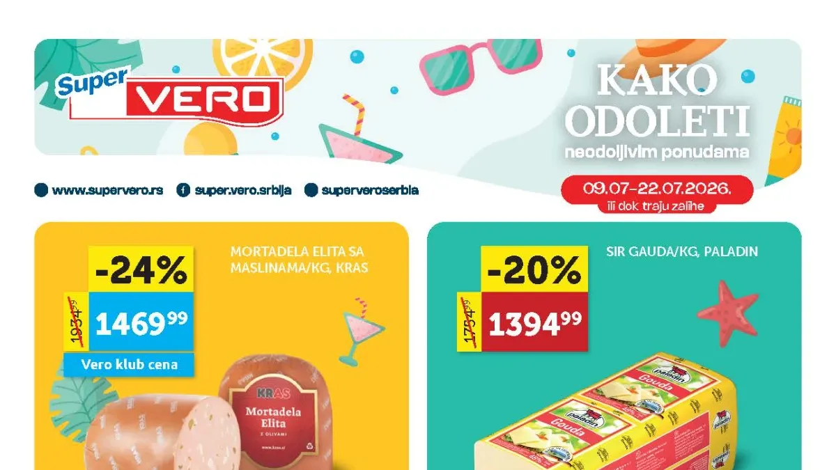 Super Vero katalog donosi uštede do 43% – akcijske cene na prehranu, meso, voće, povrće i grčke proizvode od 09. do 22.07.2026.